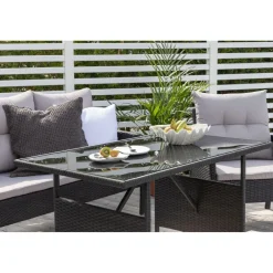 Clearance Venture Home Sohvaryhmä Knock, 3-istuttava sohva + 2 lepotuolia + 2 rahia + ruokapöytä, harmaa/musta