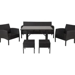 Clearance Venture Home Sohvaryhmä Knock, 3-istuttava sohva + 2 lepotuolia + 2 rahia + ruokapöytä, harmaa/musta