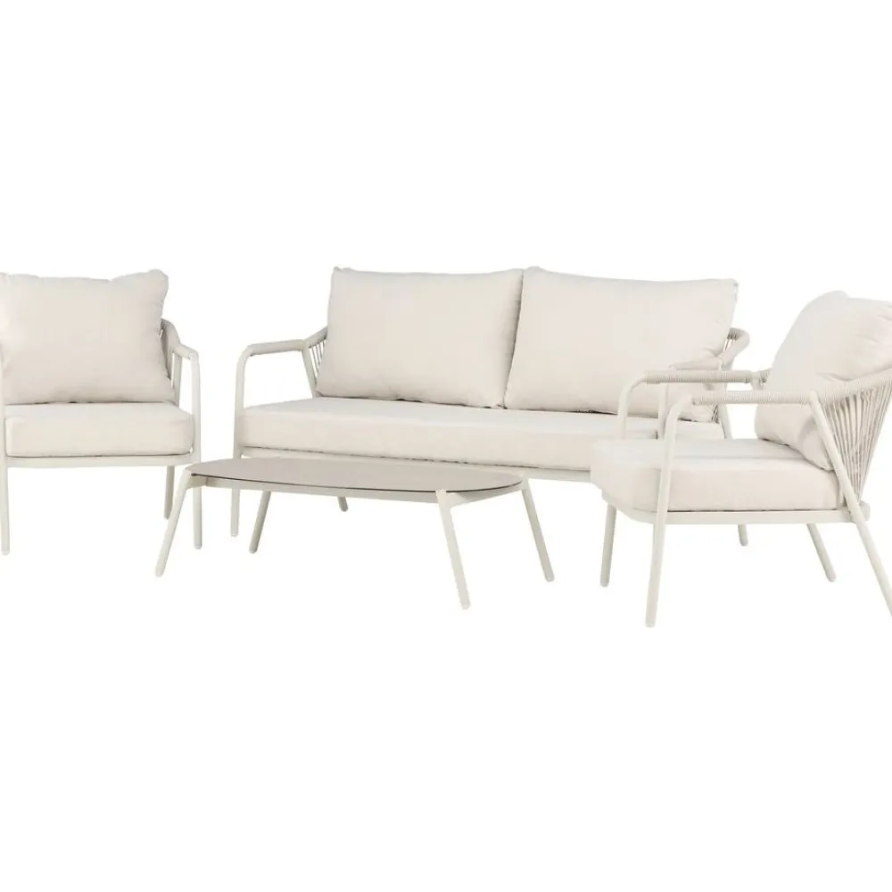 Hot Venture Home Sohvaryhmä Sicily, 2-istuttava sohva + 2 lepotuolia + sohvapöytä, beige
