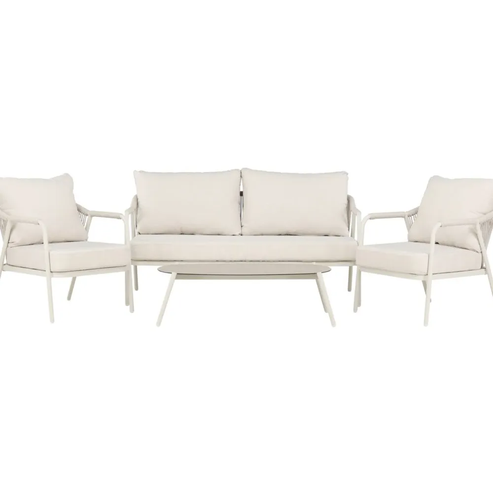 Hot Venture Home Sohvaryhmä Sicily, 2-istuttava sohva + 2 lepotuolia + sohvapöytä, beige