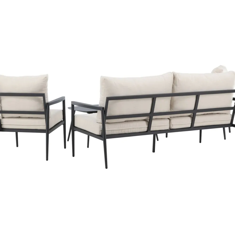 Clearance Venture Home Sohvaryhmä Taromina, 2-istuttava sohva + 2 lepotuolia + sohvapöytä, musta/beige