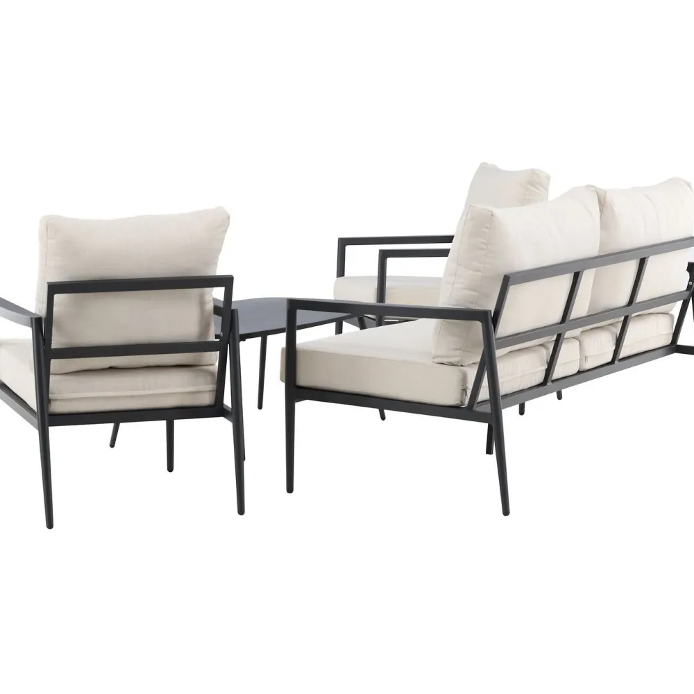 Clearance Venture Home Sohvaryhmä Taromina, 2-istuttava sohva + 2 lepotuolia + sohvapöytä, musta/beige