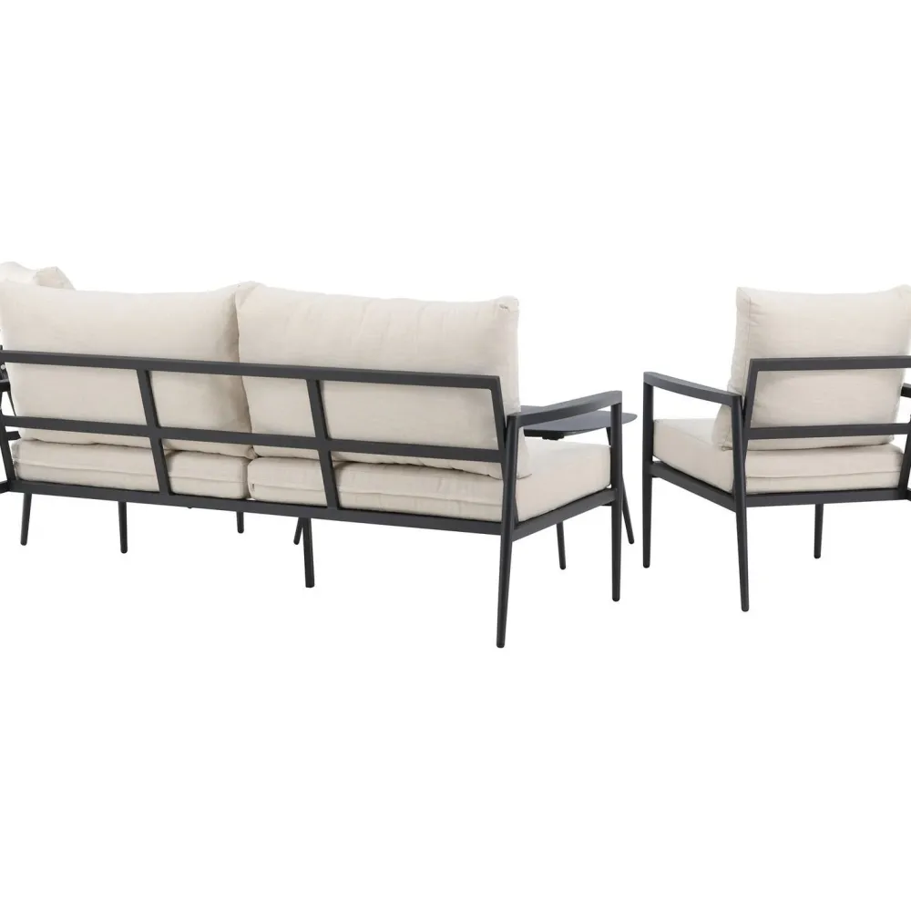Clearance Venture Home Sohvaryhmä Taromina, 2-istuttava sohva + 2 lepotuolia + sohvapöytä, musta/beige