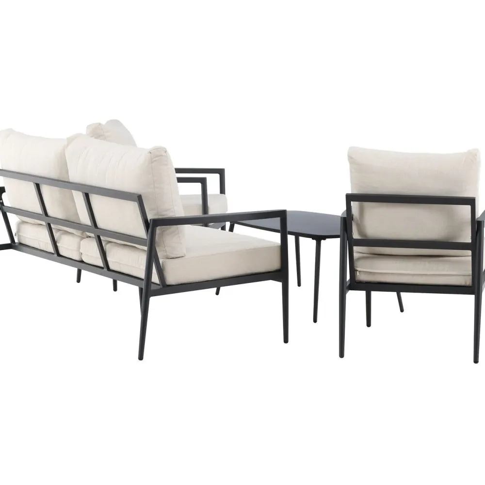 Clearance Venture Home Sohvaryhmä Taromina, 2-istuttava sohva + 2 lepotuolia + sohvapöytä, musta/beige