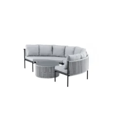 Online Venture Home Sohvaryhmä Virya, kulmasohva + sohvapöytä, musta/harmaa