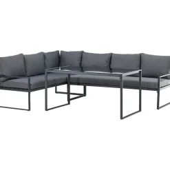 Venture Home Sohvaryhmä Zingaro, 5-istuttava kulmasohva + sohvapöytä, musta/harmaa