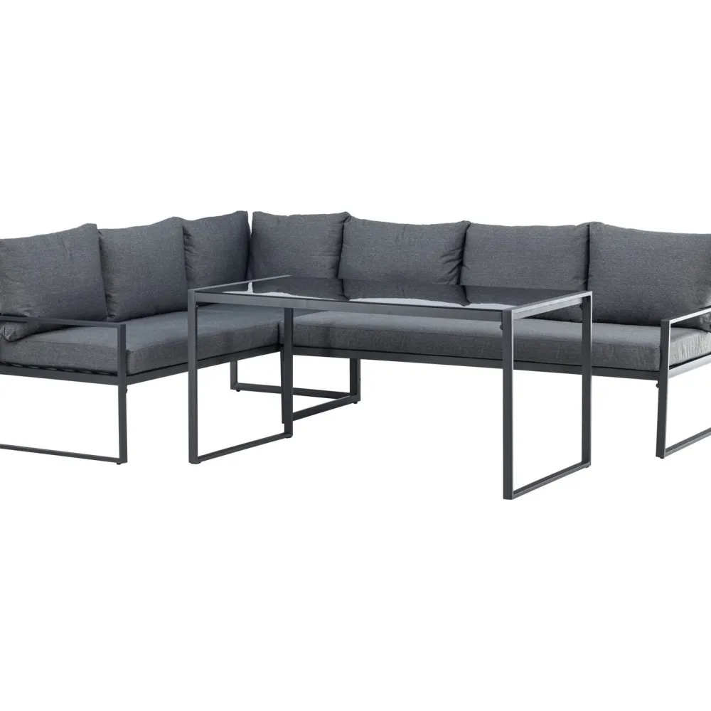 Venture Home Sohvaryhmä Zingaro, 5-istuttava kulmasohva + sohvapöytä, musta/harmaa