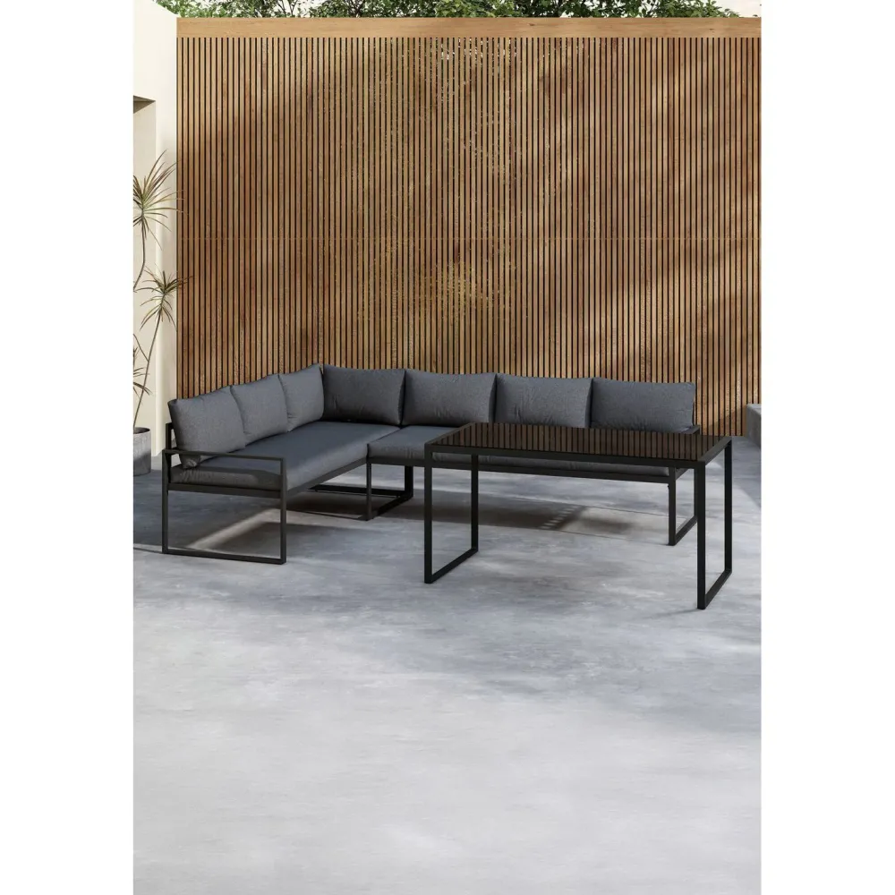 Venture Home Sohvaryhmä Zingaro, 5-istuttava kulmasohva + sohvapöytä, musta/harmaa