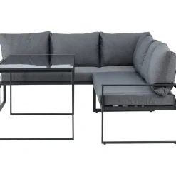 Venture Home Sohvaryhmä Zingaro, 5-istuttava kulmasohva + sohvapöytä, musta/harmaa