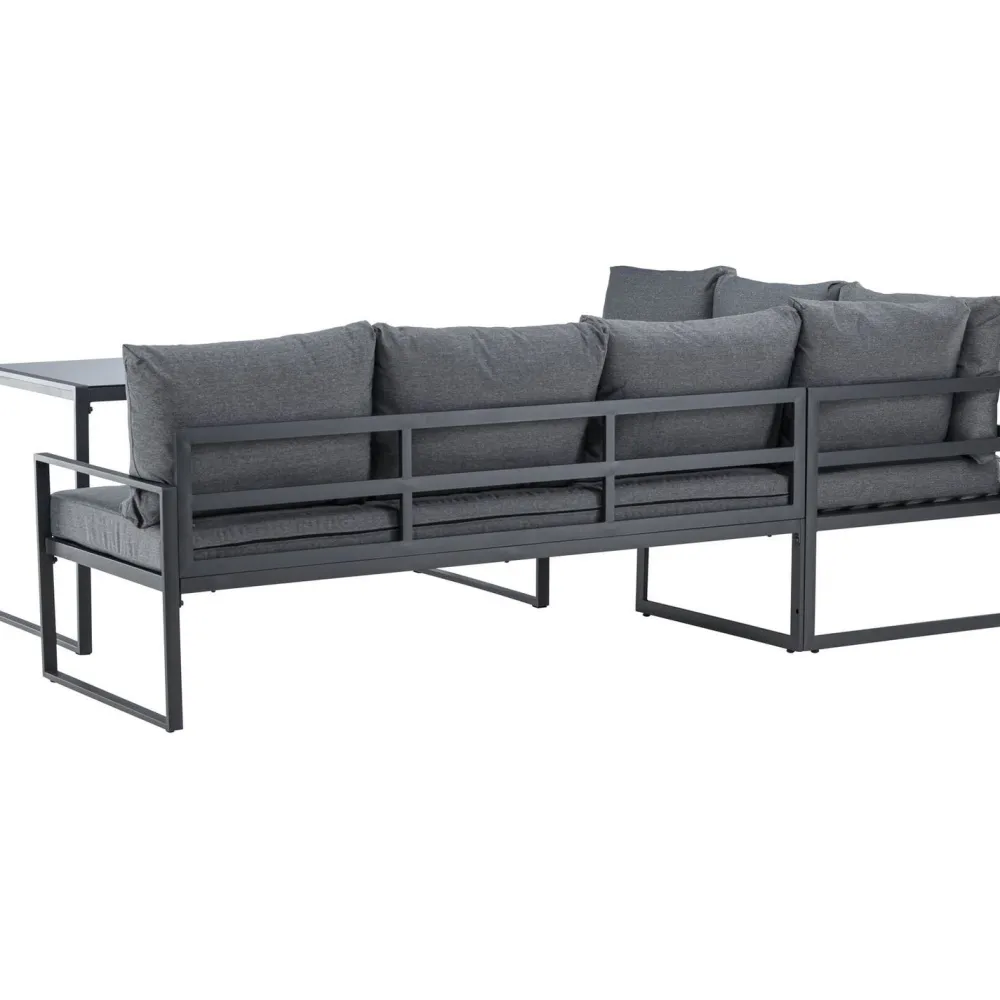 Venture Home Sohvaryhmä Zingaro, 5-istuttava kulmasohva + sohvapöytä, musta/harmaa