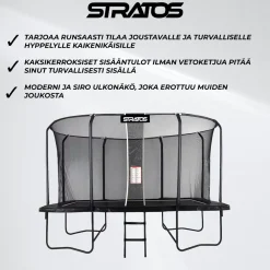 Clearance Stratos Suorakaide Trampoliini Premium Black Line, 275x427 cm, sis. portaat ja turvaverkko