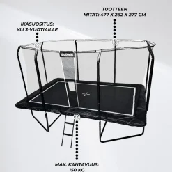 Clearance Stratos Suorakaide Trampoliini Premium Black Line, 275x427 cm, sis. portaat ja turvaverkko