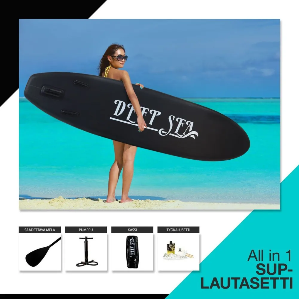 Discount Deep Sea SUP-lautasetti XXL ilmatäytteinen 330 cm 15 PSI musta-valkoinen