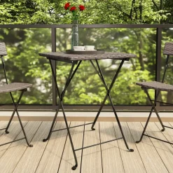 Best FinePRICE Taitettava bistropöytä ruskea 55x54x71 cm polyrottinki