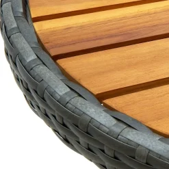 Online FinePRICE Teepöytä harmaa 60 cm polyrottinki ja, akaasiapuu