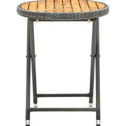 Online FinePRICE Teepöytä harmaa 60 cm polyrottinki ja, akaasiapuu