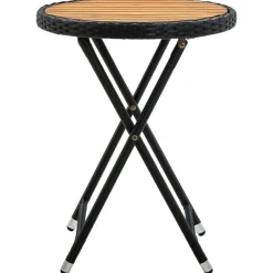 Online FinePRICE Teepöytä harmaa 60 cm polyrottinki ja, akaasiapuu