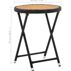 Online FinePRICE Teepöytä harmaa 60 cm polyrottinki ja, akaasiapuu