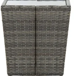 Hot FinePRICE Teepöytä 41.5x41.5x43 cm harmaa polyrottinki ja karkaistu lasi