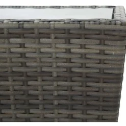 Hot FinePRICE Teepöytä 41.5x41.5x43 cm harmaa polyrottinki ja karkaistu lasi