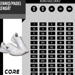 Hot Core Tennis- ja padelkengät Netpro, valkoinen, eri kokoja