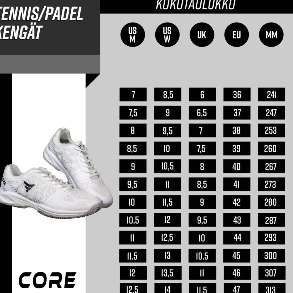 Hot Core Tennis- ja padelkengät Netpro, valkoinen, eri kokoja