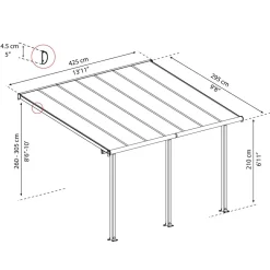 Clearance Palram-Canopia Terassikatos Olympia 3x4,25 m harmaa/kirkas