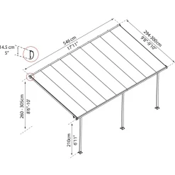 Clearance Palram-Canopia Terassikatos Feria 3 x 5,5 m valkoinen/kirkas