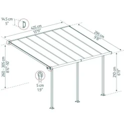 Best Palram-Canopia Terassikatos Olympia 3x4,25 m harmaa/pronssi