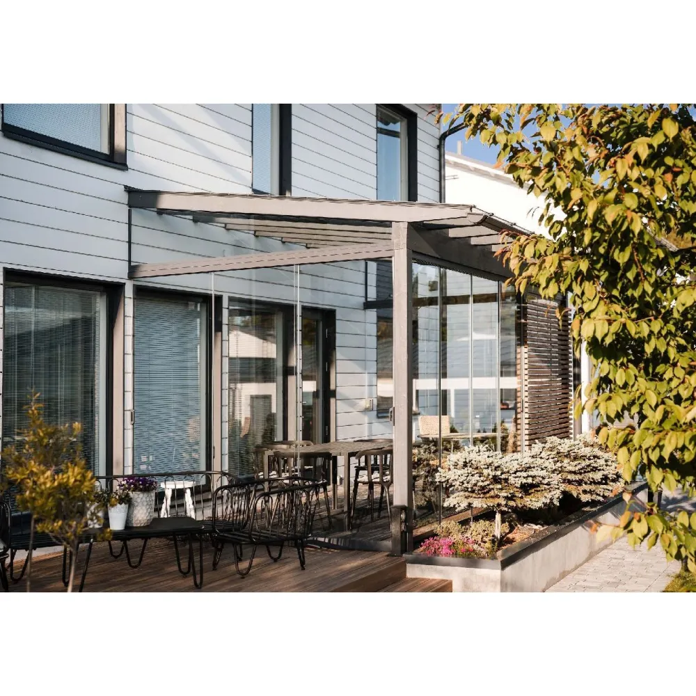 Best Vivalon Terassilasitus Avara, puitteeton 7-osainen, 3500-8270mm leveään aukkoon, harmaa lasi