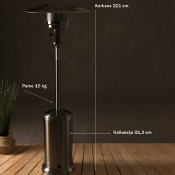 Best Fornorth Terassilämmitin Cylinder, 13kW kaasukäyttöinen, rosteri