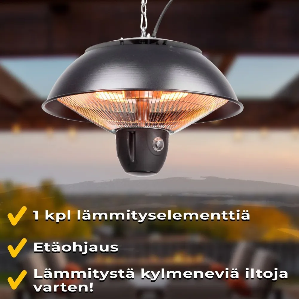 Fornorth Terassilämmitin kattoon 1500W etäohjaus, musta