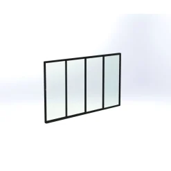 Clearance Keraplast Terassin lasiliukuovi 4-os. 2100x3800mm, kirkas/musta, sisäpuolinen nuppilukitus