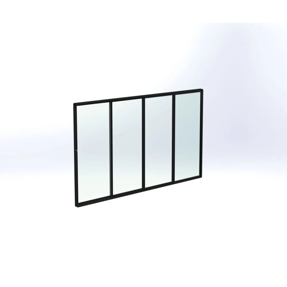 Clearance Keraplast Terassin lasiliukuovi 4-os. 2100x3800mm, kirkas/musta, sisäpuolinen nuppilukitus