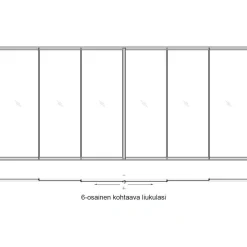 Outlet Keraplast Terassin lasiliukuovi , kohtaava malli, 6-osainen, kirkas lasi, mittatilaus