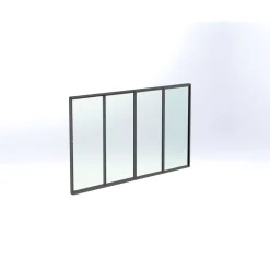 Discount Keraplast Terassin lasiliukuovi 4-os. 2100x3800mm, kirkas/harmaa, sisäpuolinen nuppilukitus
