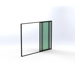 Online Keraplast Terassin lasiliukuovi 3-os. 2100x2870mm, kirkas/musta, sisäpuolinen nuppilukitus