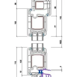 Clearance Seicom Terassin liukuovi Portal PSK 200Z A 3K, PVC, 2-osainen, 3-lasinen mittatilausovi