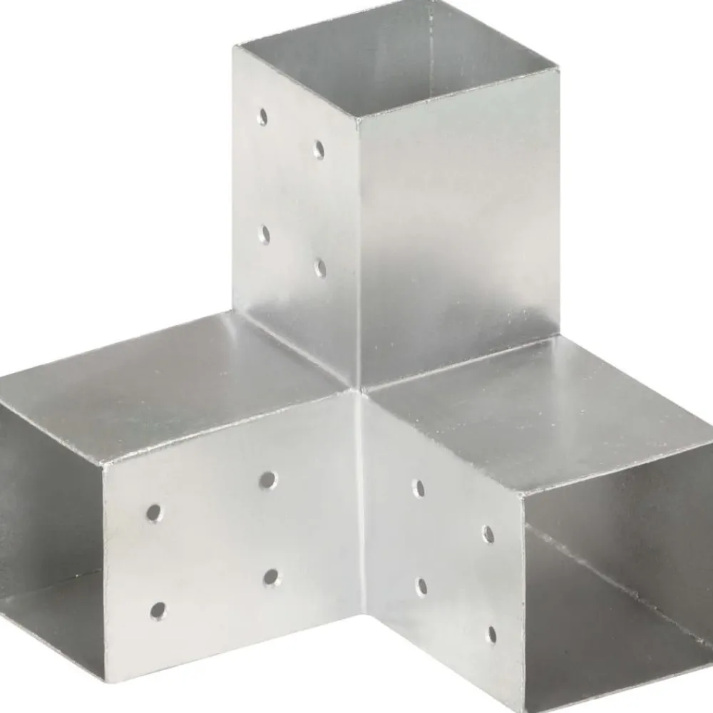 FinePRICE Tolppaliitin Y-muoto galvanoitu metalli 81x81mm