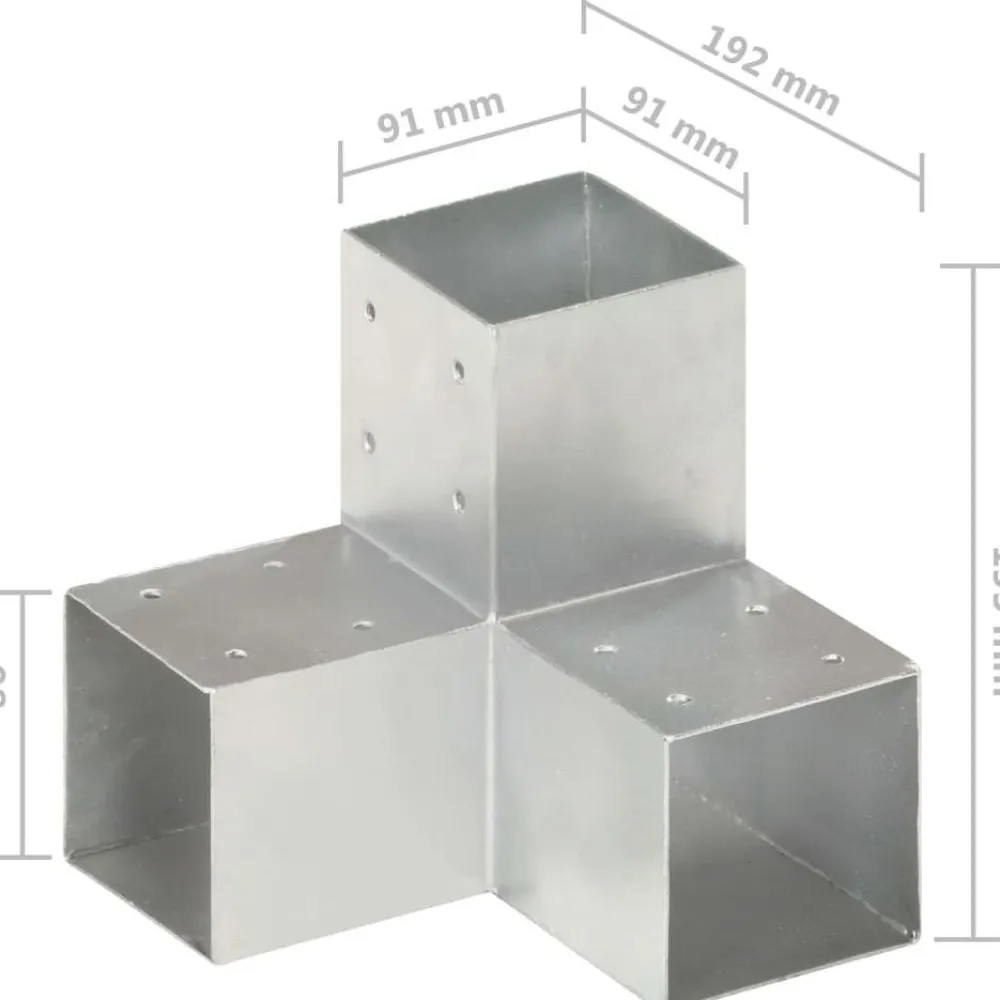 Online FinePRICE Tolppaliitin Y-muoto galvanoitu metalli 91x91mm