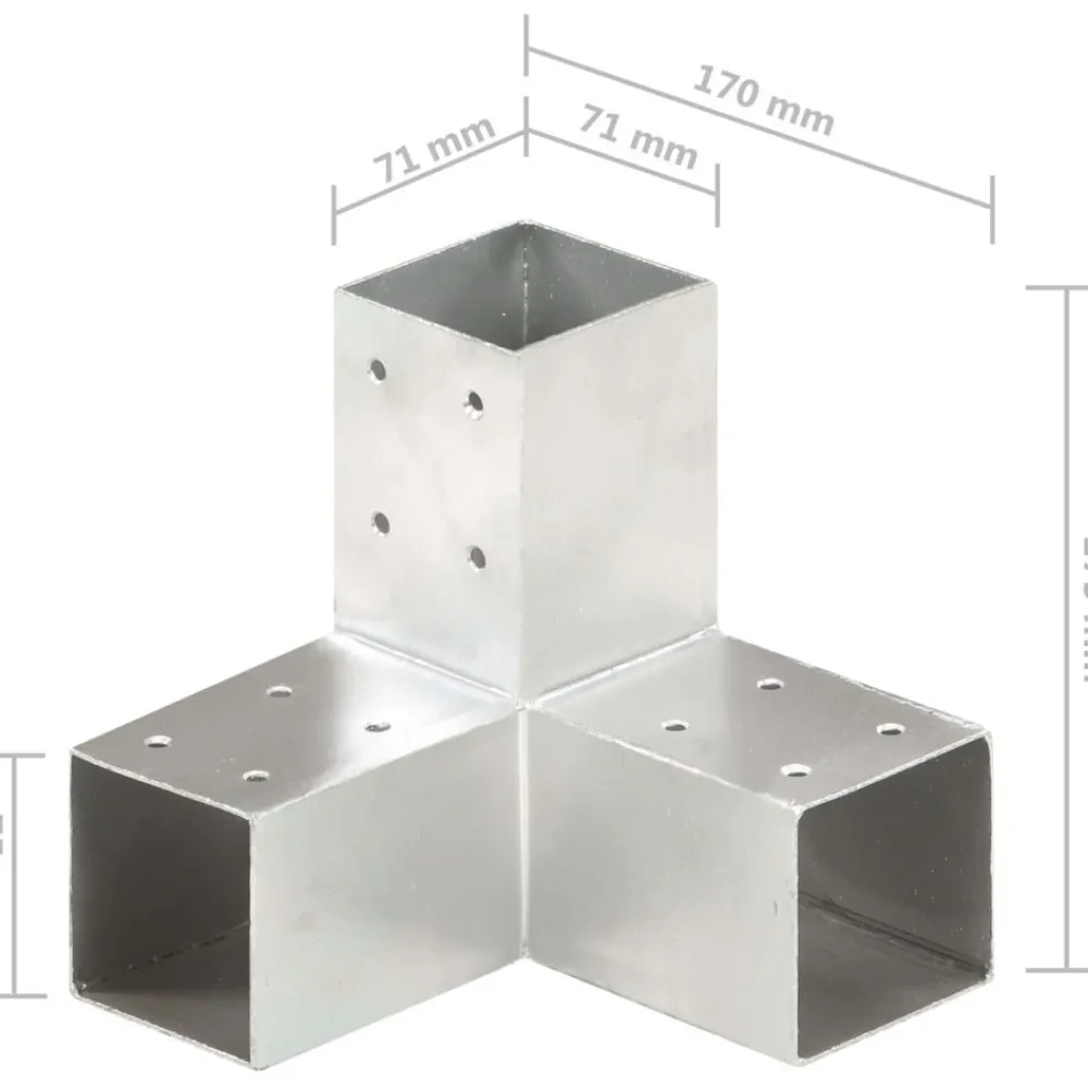 Hot FinePRICE Tolppaliitin Y-muoto galvanoitu metalli 71x71mm