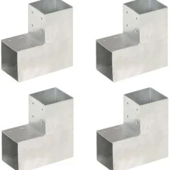 FinePRICE Tolppaliittimet 4kpl L-muoto galvanoitu metalli 101x101mm
