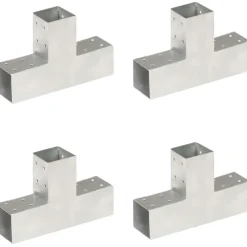 FinePRICE Tolppaliittimet 4kpl T-muoto galvanoitu metalli 71x71mm