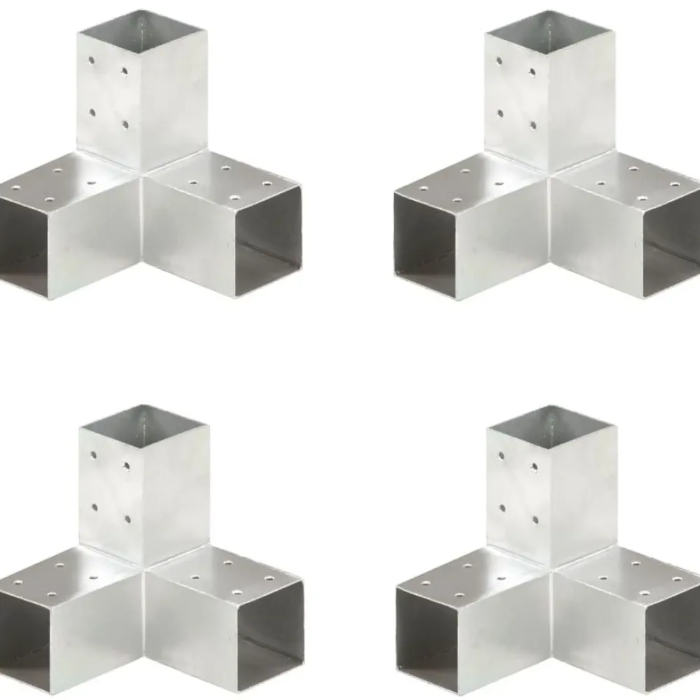 FinePRICE Tolppaliittimet 4kpl Y-muoto galvanoitu metalli 71x71mm