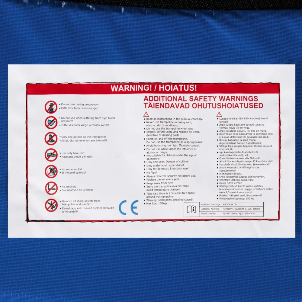 Best AB Polar Trampoliini turvaverkolla, eri kokoja