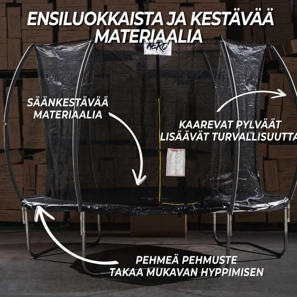 Best React Trampoliini Aero Ø427cm turvaverkolla