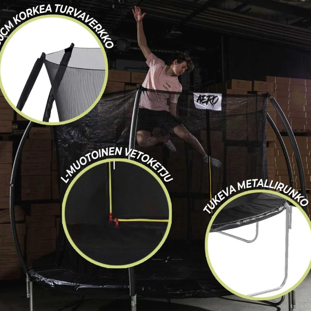 Best React Trampoliini Aero Ø427cm turvaverkolla