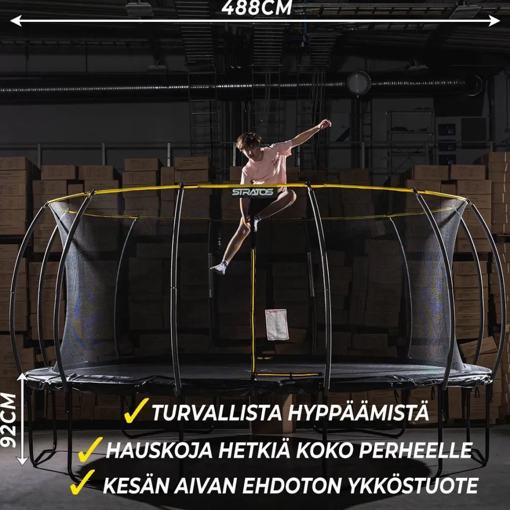 Stratos Trampoliini Ø4.88m turvaverkolla