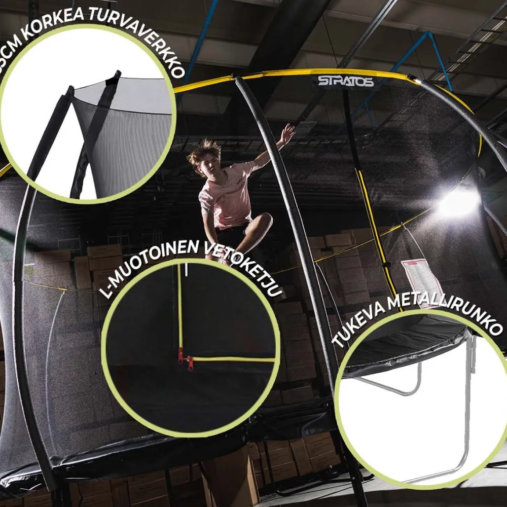 Sale Stratos Trampoliini Ø4.27m turvaverkolla