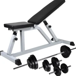 Sale FinePRICE Treenipenkki levytanko- ja käsipainosarjalla, 30.5kg, 115x47x116cm